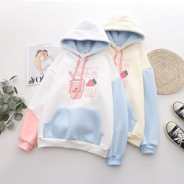 Strawberry Milk Hoodie (Cute Japanese Drink Design!)