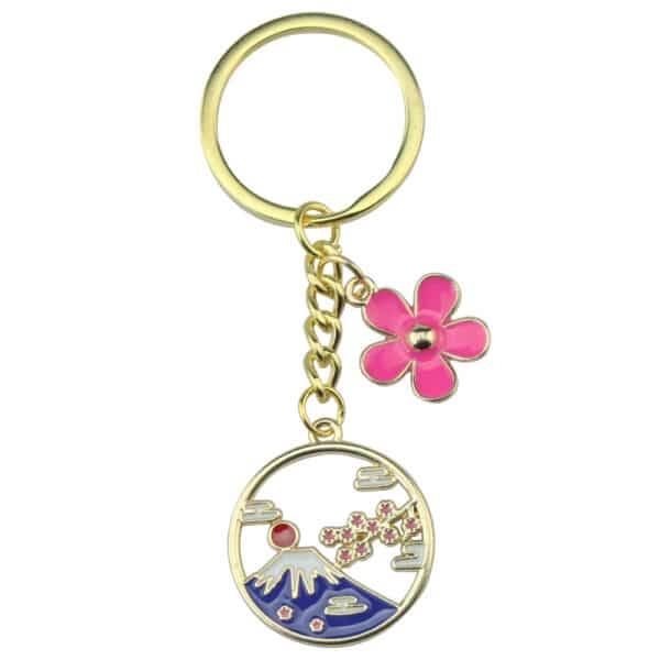 Fuji Mountain Keychain with Sakura! Japan Inspired