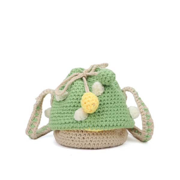 Crochet Mushroom Purse | Knitted Bucket Bag