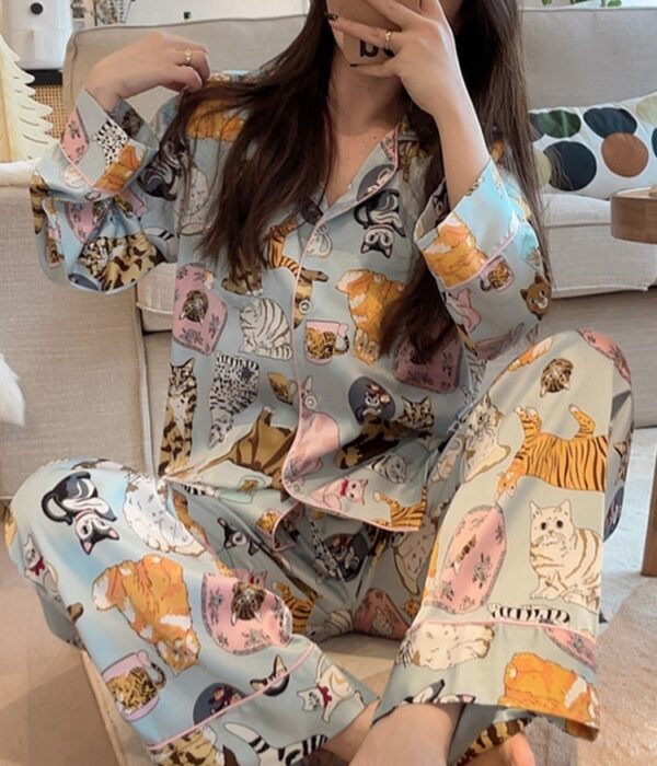 Kitten Pajama Set Womens | Various Cute Breeds of Cats