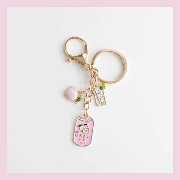 Japanese Drink Keychain (Peach) | Ring & Clasp