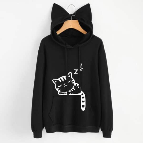 Hoodie with Cat Ears | Cute Sleeping Kitty