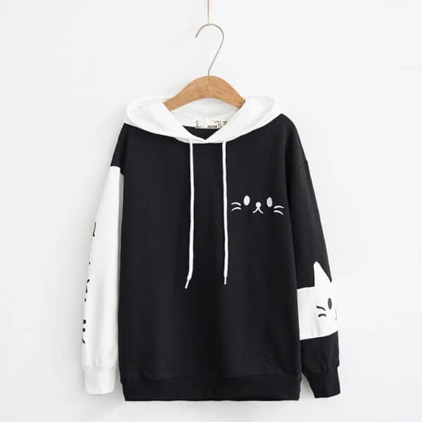 Cute Kitty Hoodie White Color (Or Black)