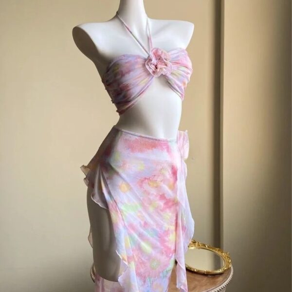 Kawaii Bikini with Long Cover Up Skirt | Ruffled