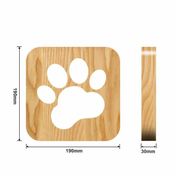 Wooden Dog Paw Night Light