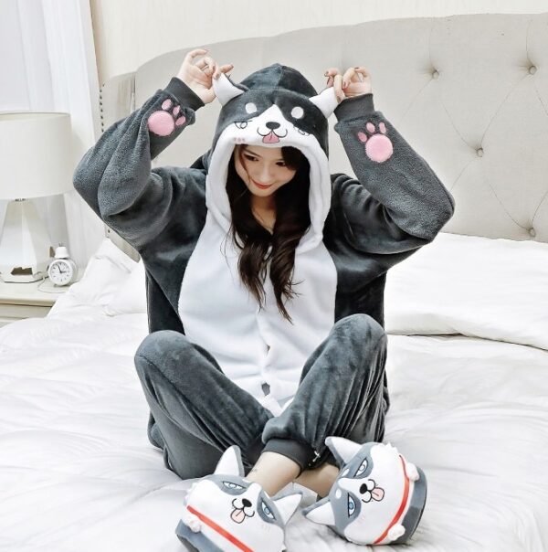 Cute Dog Snuggie Pajama | Gray Husky