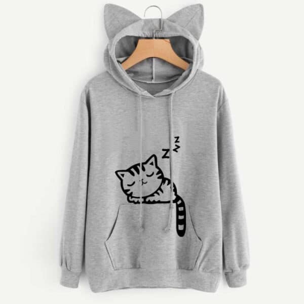 Hoodie with Cat Ears | Cute Sleeping Kitty