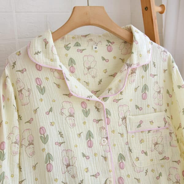 Tulips and Rabbits Pjs Set | Long Sleeves Cottagecore