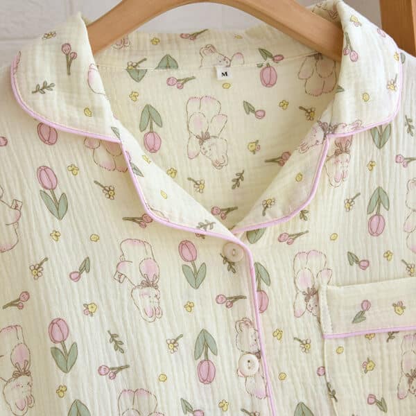 Tulips and Rabbits Pjs Set | Long Sleeves Cottagecore