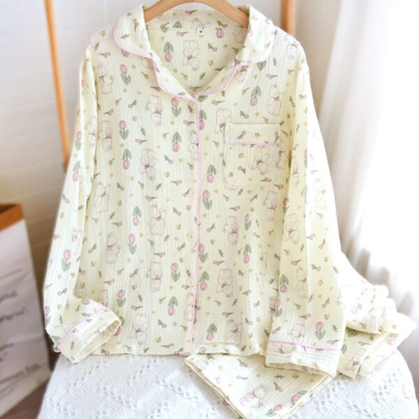 Tulips and Rabbits Pjs Set | Long Sleeves Cottagecore