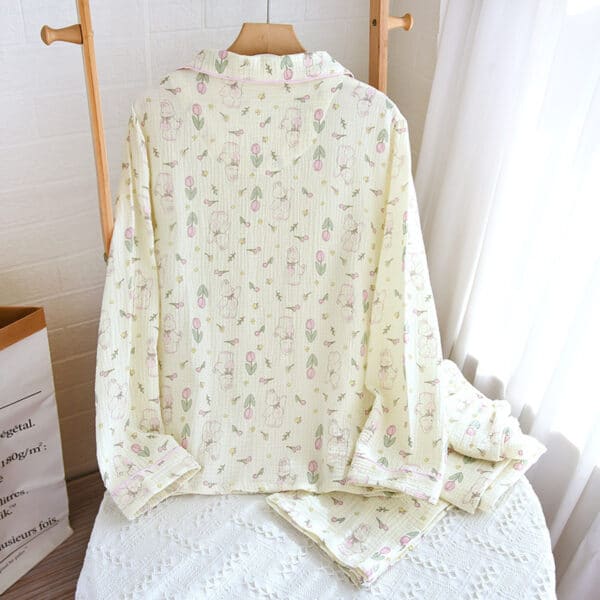 Tulips and Rabbits Pjs Set | Long Sleeves Cottagecore