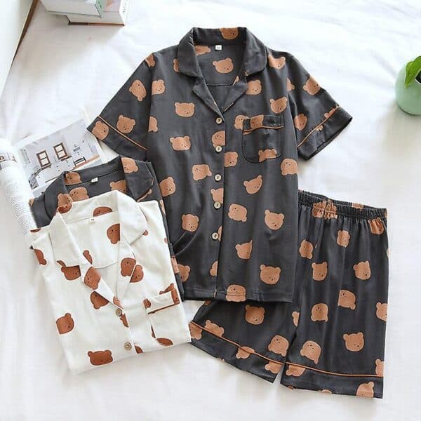 Bear Pyjamas Cute Two Piece | Short Sleeves