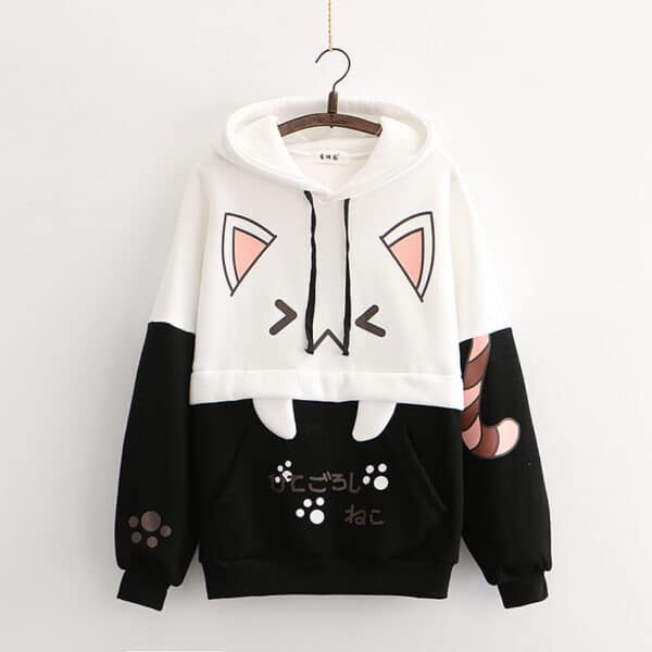 Kawaii Cat Hoodie Japanese Design