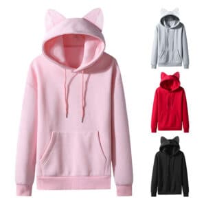 Cat Ear Hoodie Cute Womens Pink (+3 Colors)