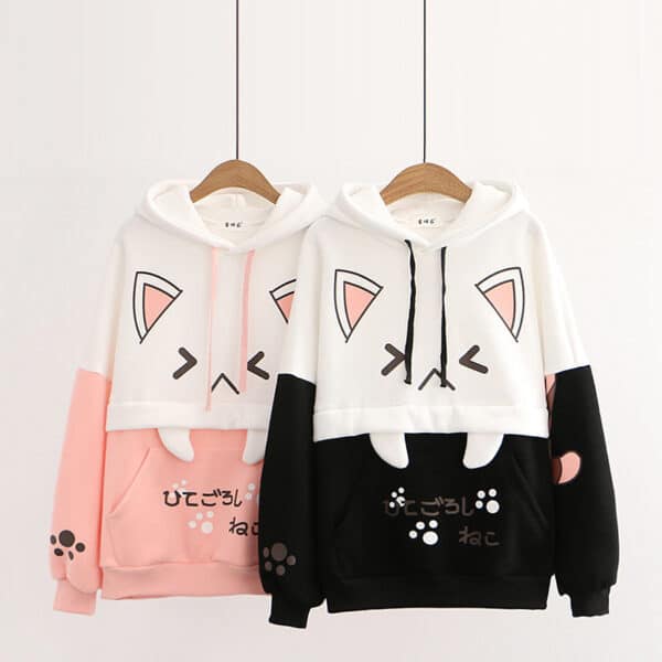 Kawaii Cat Hoodie Japanese Design