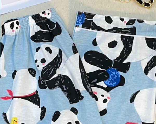 Blue Panda Pajamas Long Womens