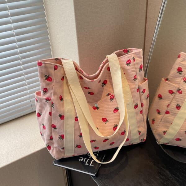 Pink Strawberry Tote | Large Capacity