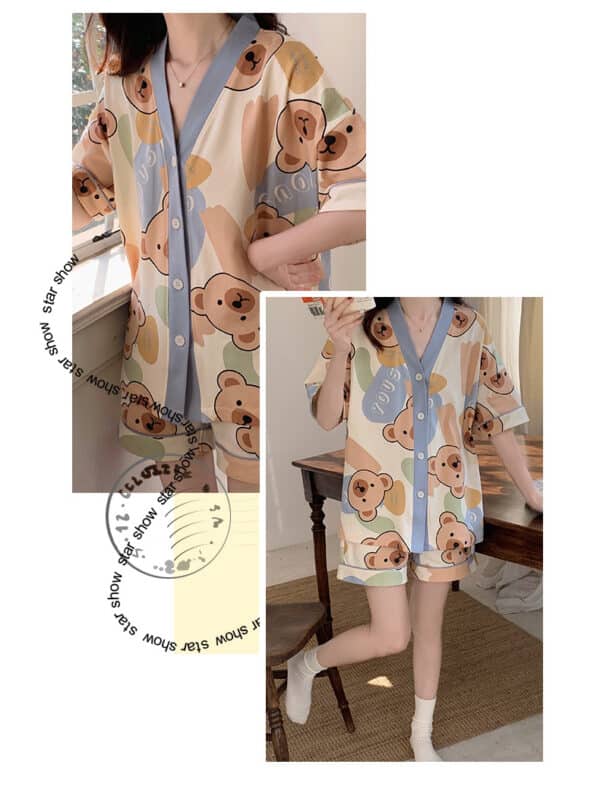 Bear Sleepwear Womens Short Kawaii Set