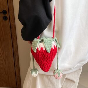 Crochet Strawberry Bag | Wool Knitted