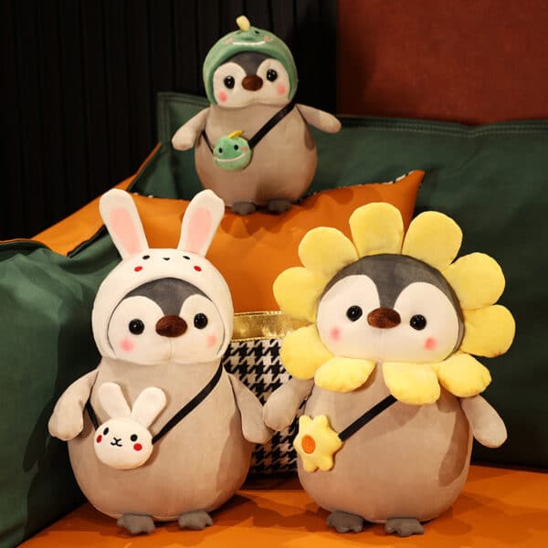 Kawaii Penguin Stuffed Animal | + Flower Hat & Bag