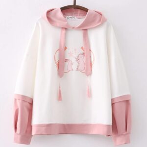 Cute Rabbit Hoodie Pink & White