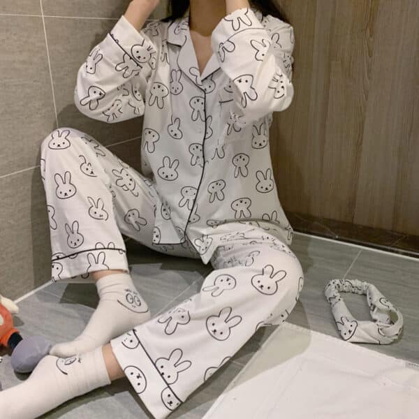 White Rabbit Sleepwear Set | Womens Long Sleeved