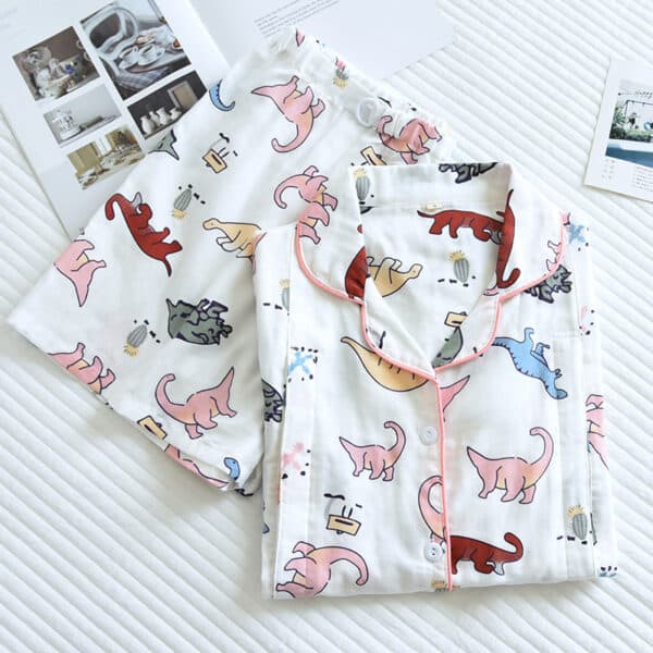 Realistic Dinosaur Pattern Nightwear Set | Shorts & Top