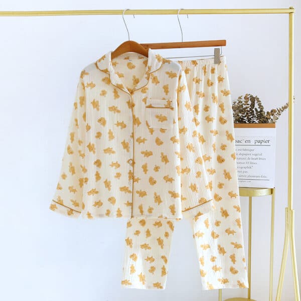 Dog PJs Set Suit Beige with Pattern (2-Piece)