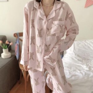 Bunny Pattern Pajamas Long Sleeved