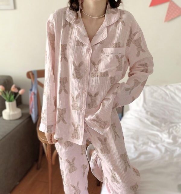 Bunny Pattern Pajamas Long Sleeved