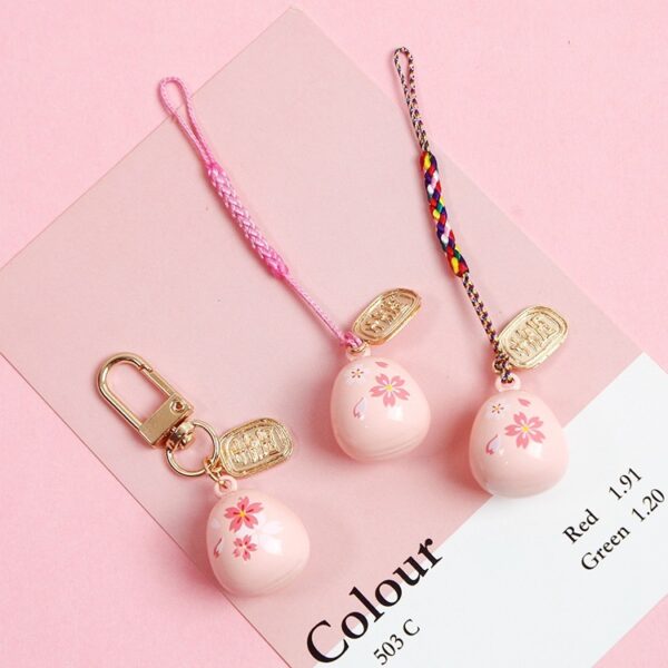 Cute Chime Bell Keychain | Pink with Sakura Cherry Blossoms