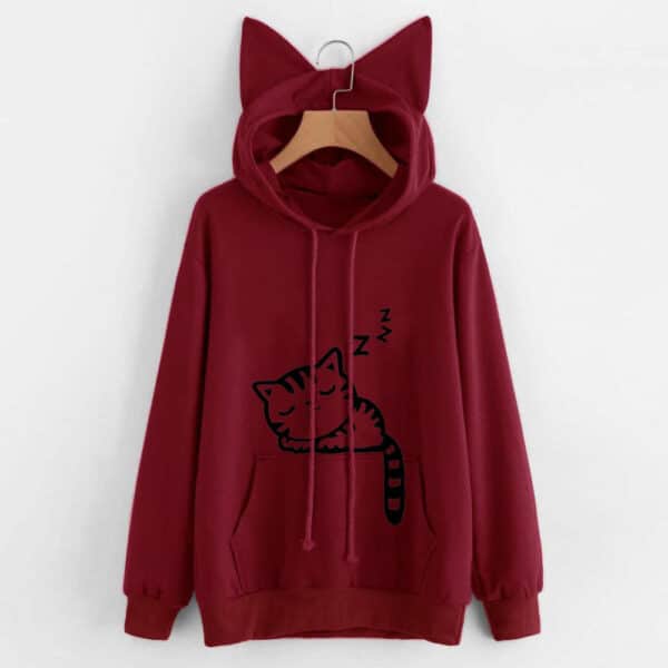 Hoodie with Cat Ears | Cute Sleeping Kitty