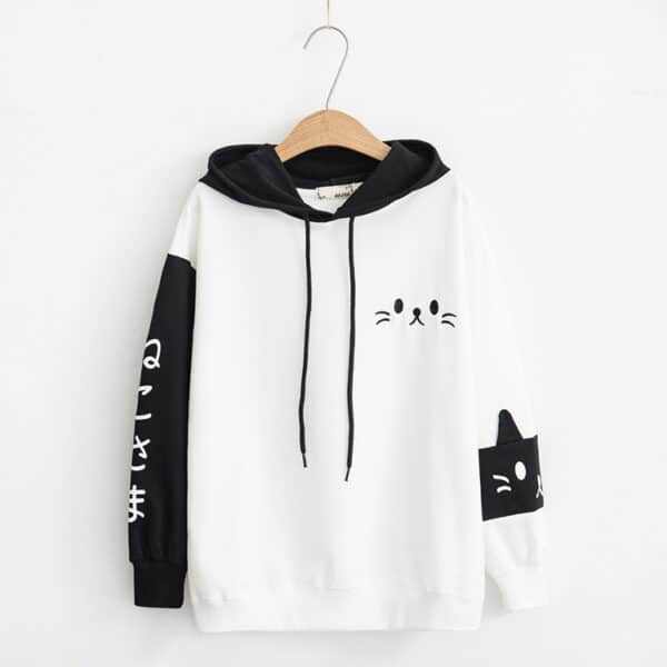 Cute Kitty Hoodie White Color (Or Black)