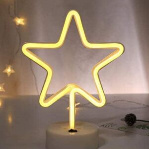 Star Neon Sign Light with Base Lamp