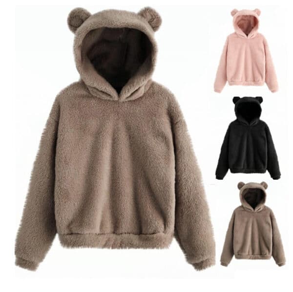 Hoodie with Bear Ears | Cute Plush Fabric (3 Colors!)