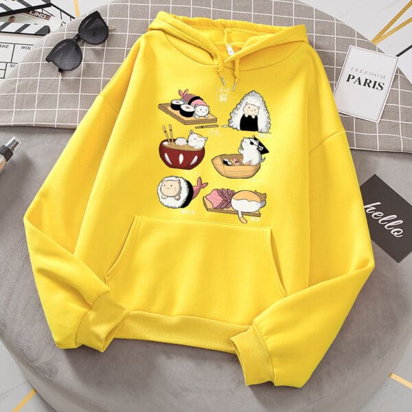 Cute Sushi Hoodie Kawaii Cat Beige (+5 Colors)