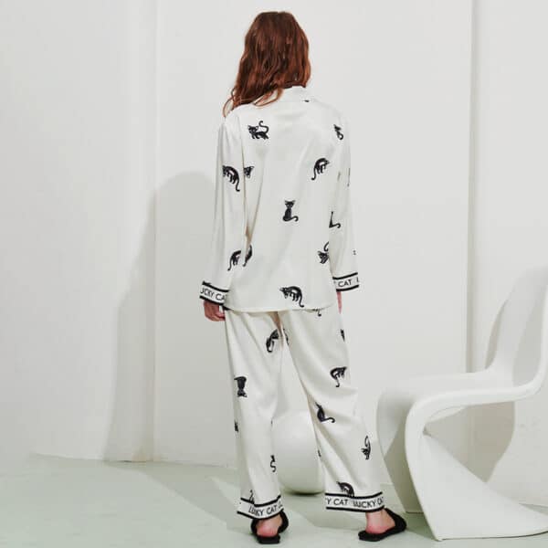 Black Cat Pajama Set Suit Homewear | Long Sleeved