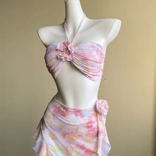 Kawaii Bikini with Long Cover Up Skirt | Ruffled