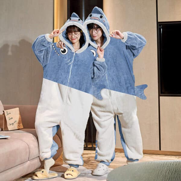 Shark One Piece Pajama Thick Plush for Winter