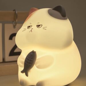 Funny Cartoon Fat Cat Night Light with Fish