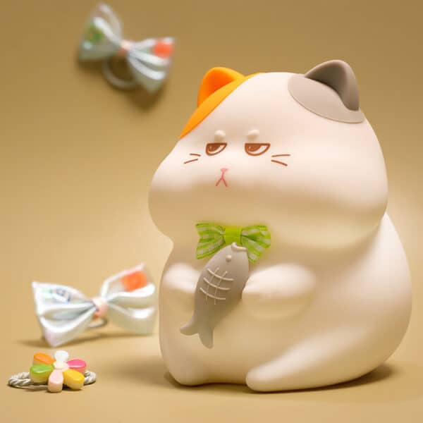 Funny Cartoon Fat Cat Night Light with Fish