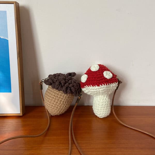 Mini Mushroom Accessory Purse | Crossbody - Crocheted