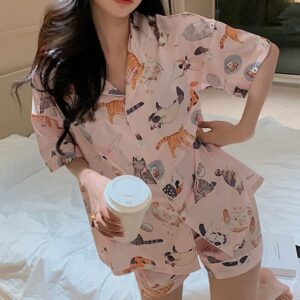 Cute Cat Print Jams Loungewear