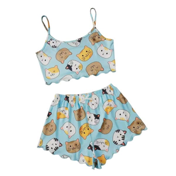 Sexy Cat Pajama Set for Summer | Tank Top & Shorts