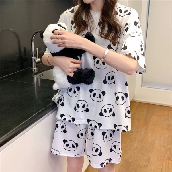 Cute Panda Nightwear Set | Short Sleeved Womens