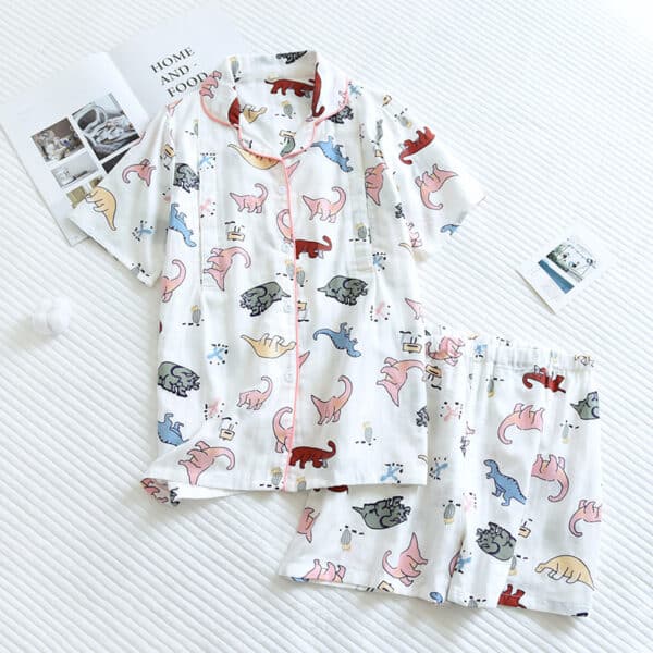 Realistic Dinosaur Pattern Nightwear Set | Shorts & Top