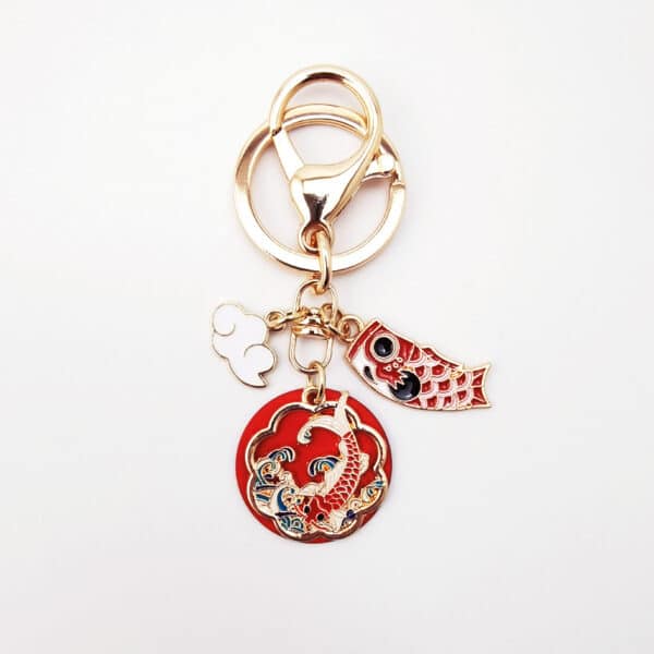 Blue Koi Fish Keychain with Ring & Clasp