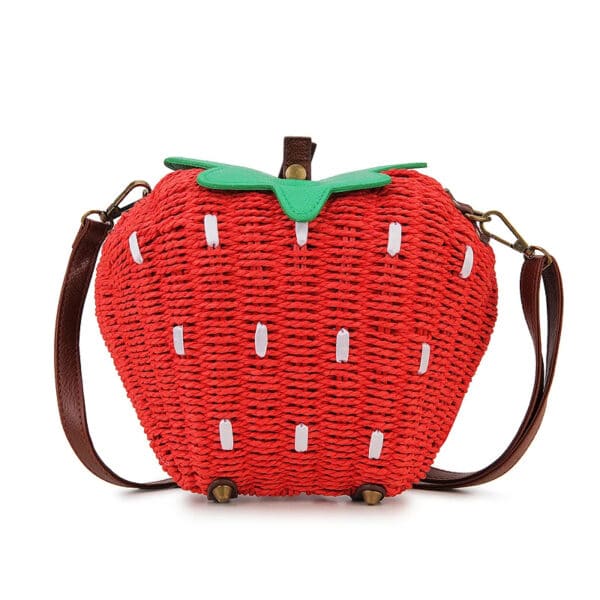 Cute Rattan Strawberry Woven Purse