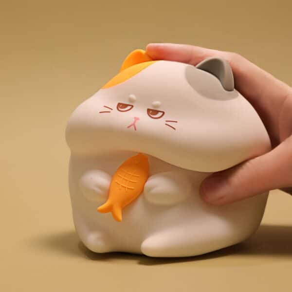 Funny Cartoon Fat Cat Night Light with Fish