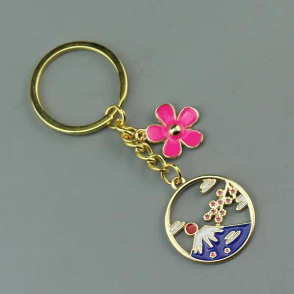 Fuji Mountain Keychain with Sakura! Japan Inspired